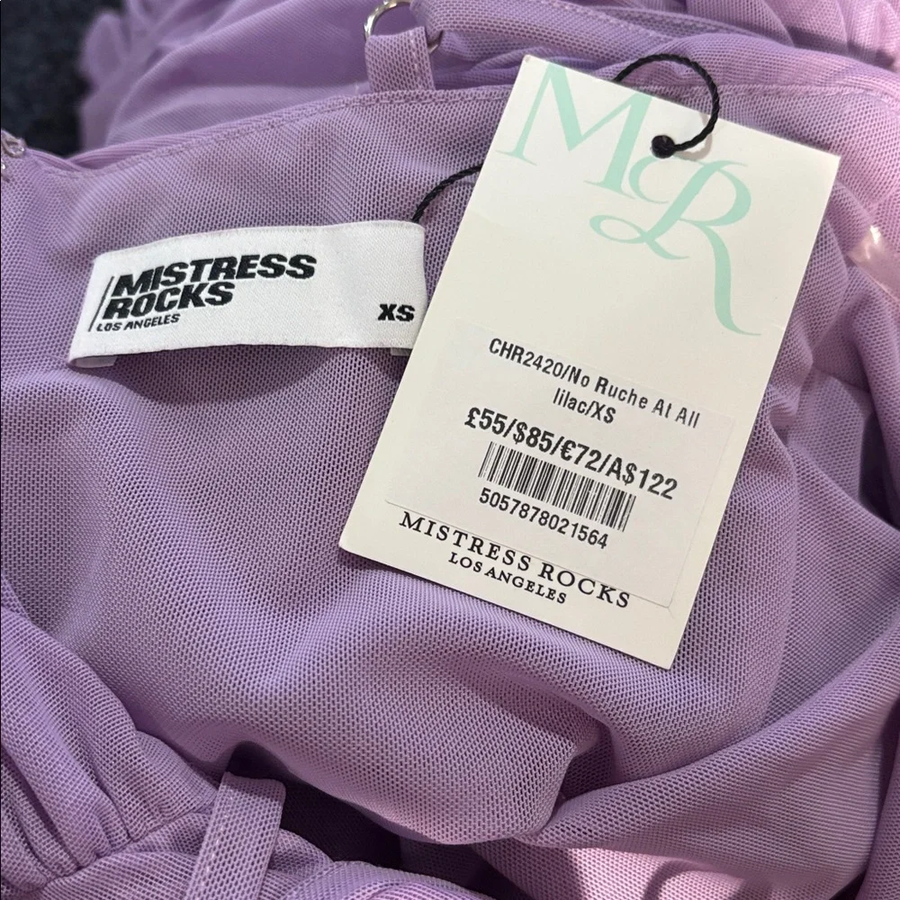 Mistress Rocks No Ruched At All Mini Dress in Lilac SZ XS NWT